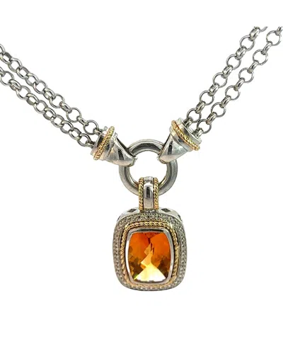 Gemstones 14k & Silver 5.88 Ct. Tw. Diamond & Citrine Necklace In Neutral