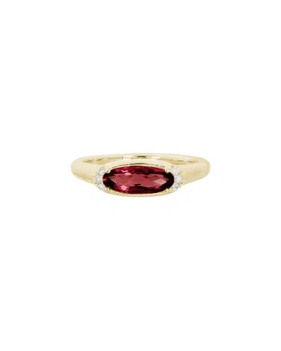 Gemstones 14k Diamond .05 Ct. & 1.15 Ct. Garnet Ring In Gold
