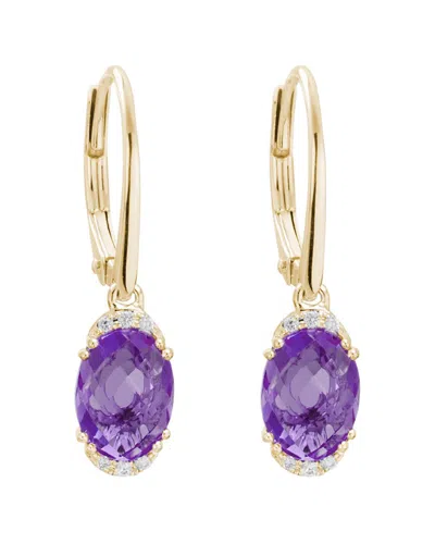 Gemstones 14k Diamond .05 Ct. & 1.91 Ct. Amethyst Earrings