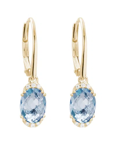 Gemstones 14k Diamond .05 Ct. & 2.10 Ct. Aquamarine Earrings