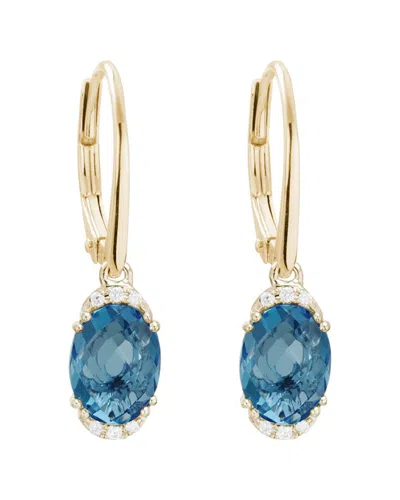 Gemstones 14k Diamond .05 Ct. & 2.81 Ct. London Blue Topaz Earrings