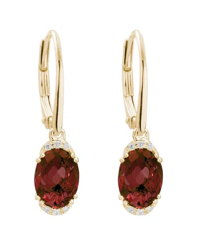 Gemstones 14k Diamond .05 Ct. & 3.59 Ct. Garnet Earrings