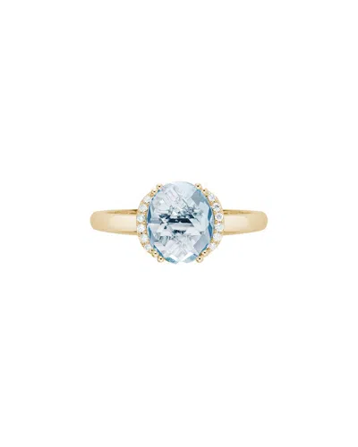 Gemstones 14k Diamond .06 Ct. & 2.33 Ct. Aquamarine Edge Ring