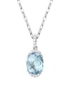 Gemstones 14k Diamond .06 Ct. & 2.51 Ct. Aquamarine Pendant Necklace
