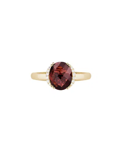 Gemstones 14k Diamond .06 Ct. & 2.53 Ct.garnet Edge Ring In Gold