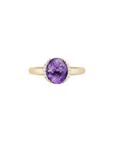 Gemstones 14k Diamond .06 Ct. & 2.54 Ct. Amethyst Edge Ring In Transparent