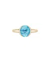 Gemstones 14k Diamond .06 Ct. & 3.38 Ct. Swiss Blue Topaz Edge Ring