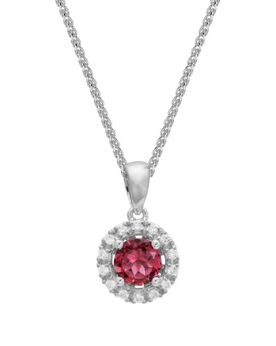Gemstones 14k Diamond .10 Ct. & .44 Ct. Pink Tourmaline Pendant Necklace In Red