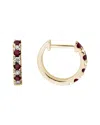 Gemstones 14k Diamond .11 Ct. & .35 Ct. Ruby Huggie Earrings