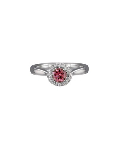 Gemstones 14k Diamond .11 Ct & .46 Ct. Tourmaline Ring In Metallic