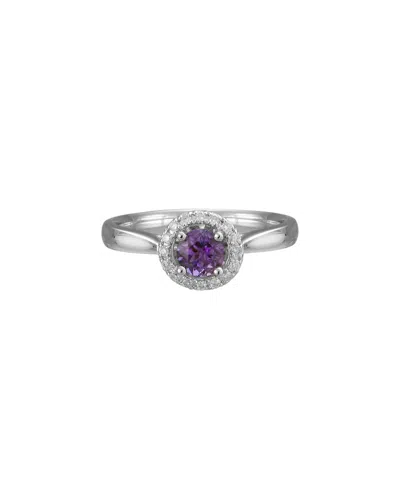 Gemstones 14k Diamond .11 Ct. & .47 Ct. Amethyst Ring In Metallic