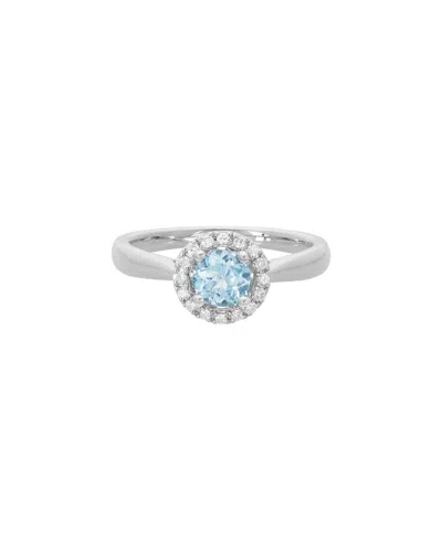 Gemstones 14k Diamond .11 Ct. & .48 Ct. Aquamarine Halo Ring