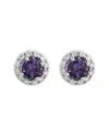 Gemstones 14k Diamond .14 Ct. & .64 Ct. Amethyst Studs In Beige