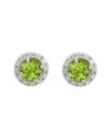 Gemstones 14k Diamond .14 Ct. & .89 Ct. Peridot Studs In Beige