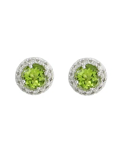 GEMSTONES 14K DIAMOND .14 CT. & .89 CT. PERIDOT STUDS