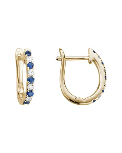 Gemstones 14k Diamond .15 Ct. & .24 Ct. Blue Sapphire Earrings