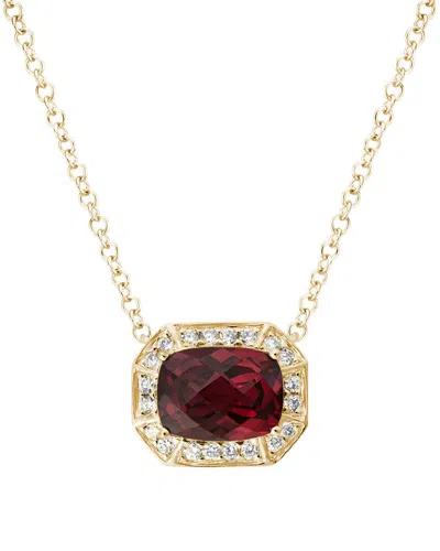 Gemstones 14k Diamond .16 Ct. & 1.85 Ct. Garnet Necklace In Transparent