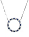 Gemstones 14k Diamond .18 Ct. & .26 Ct. Blue Sapphire Open Circle Necklace