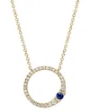 Gemstones 14k Diamond .20 Ct. & .10 Ct. Blue Sapphire Open Circle Necklace