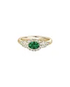 Gemstones 14k Diamond .28 Ct. & .40 Ct. Emerald Halo Ring