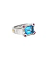 Gemstones 4.11 Ct. Tw. Blue Topaz Silver Ring In Metallic