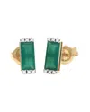 Gemstones Bar 14k 0.06 Ct. Tw. Diamond & Green Onyx Earrings