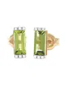 Gemstones Bar 14k 1.12 Ct. Tw. Diamond & Peridot Earrings
