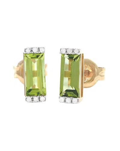 Gemstones Bar 14k 1.12 Ct. Tw. Diamond & Peridot Earrings In Green