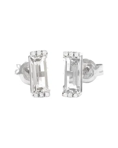 Gemstones Bar 14k 1.44 Ct. Tw. Diamond & White Topaz Earrings