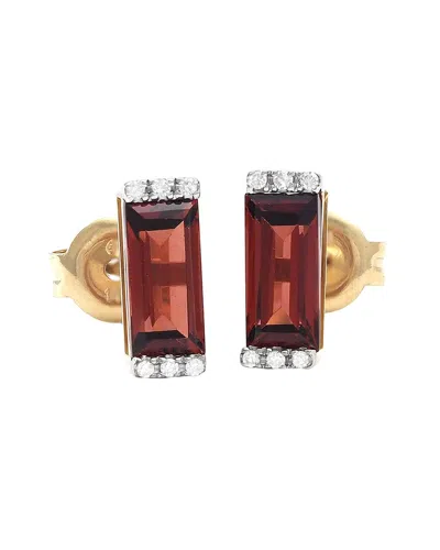 GEMSTONES BAR 14K 1.54 CT. TW. DIAMOND & GARNET EARRINGS