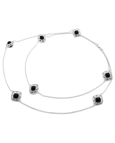 GEMSTONES BLACK AGATE SILVER NECKLACE