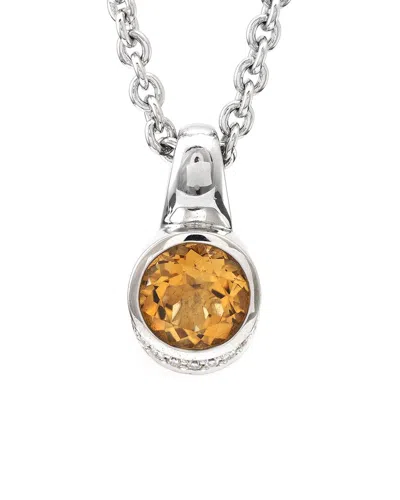 Gemstones Diamond Select Cuts Silver 3.52 Ct. Tw. Diamond & Citrine Pendant Necklace