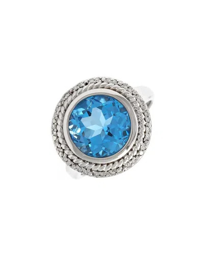 Gemstones Diamond Select Cuts Silver 4.60 Ct. Tw. Diamond & Blue Topaz Ring