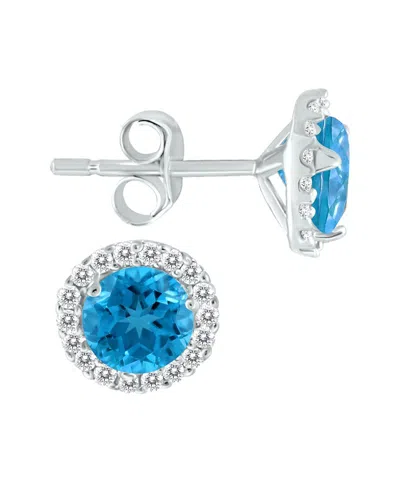 GEMSTONES GEM SPARK 14K 1.17 CT. TW. DIAMOND BLUE TOPAZ STUDS