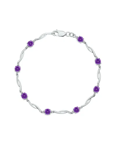GEMSTONES GEM SPARK SILVER 1.52 CT. TW. DIAMOND AMETHYST TENNIS BRACELET