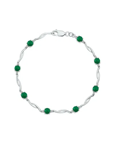 GEMSTONES GEM SPARK SILVER 1.52 CT. TW. DIAMOND EMERALD TENNIS BRACELET
