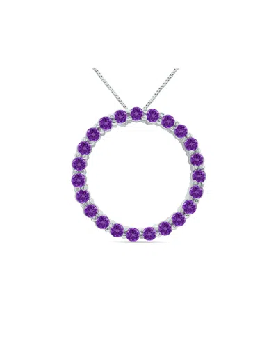 GEMSTONES GEM SPARK SILVER 2.95 CT. TW. AMETHYST PENDANT NECKLACE