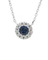 Gemstones Halo 14k 0.20 Ct. Tw. Diamond & Sapphire Necklace