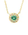 Gemstones Halo 14k 0.21 Ct. Tw. Diamond & Emerald Necklace