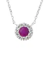 Gemstones Halo 14k 0.21 Ct. Tw. Diamond & Ruby Necklace