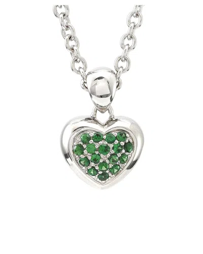 Gemstones Heart Silver 0.52 Ct. Tw. Ruby Necklace In Metallic