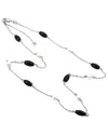 Gemstones Onyx 3-4mm Pearl Silver Necklace In Metallic