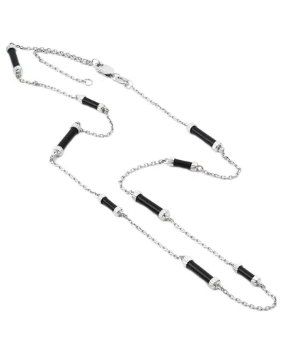 Gemstones Onyx Silver Necklace In Metallic