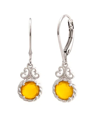 Gemstones Silver 0.01 Ct. Tw. Diamond & Yellow Agate Earrings