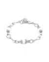 Gemstones Silver Diamond 7-8mm Pearl Bracelet