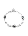Gemstones Silver Diamond 7-8mm Pearl Bracelet