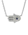 Gemstones Silver Diamond Hamsa Necklace