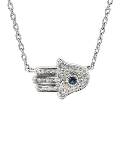 Gemstones Silver 0.06 Ct. Tw. Diamond Hamsa Necklace