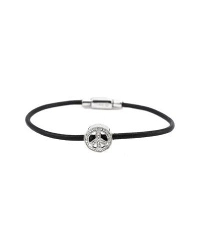 Gemstones Silver 0.07 Ct. Tw. Diamond Cord Bracelet In Black
