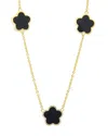 Gemstones Silver 0.1 Ct. Tw. Diamond & Onyx Charm Necklace In Silver